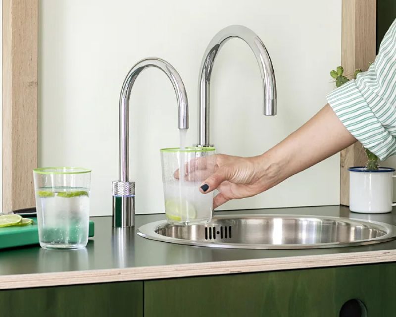 Läderach Installations Sanitaires Robinet Quooker Nordic Round Twintaps Polished Chrome